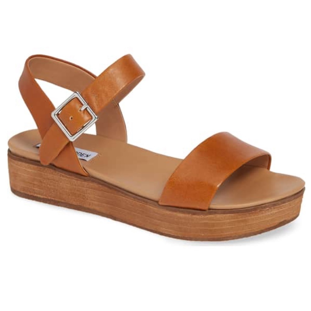 Steve Madden Aida Platform Sandal Cognac Leather 8